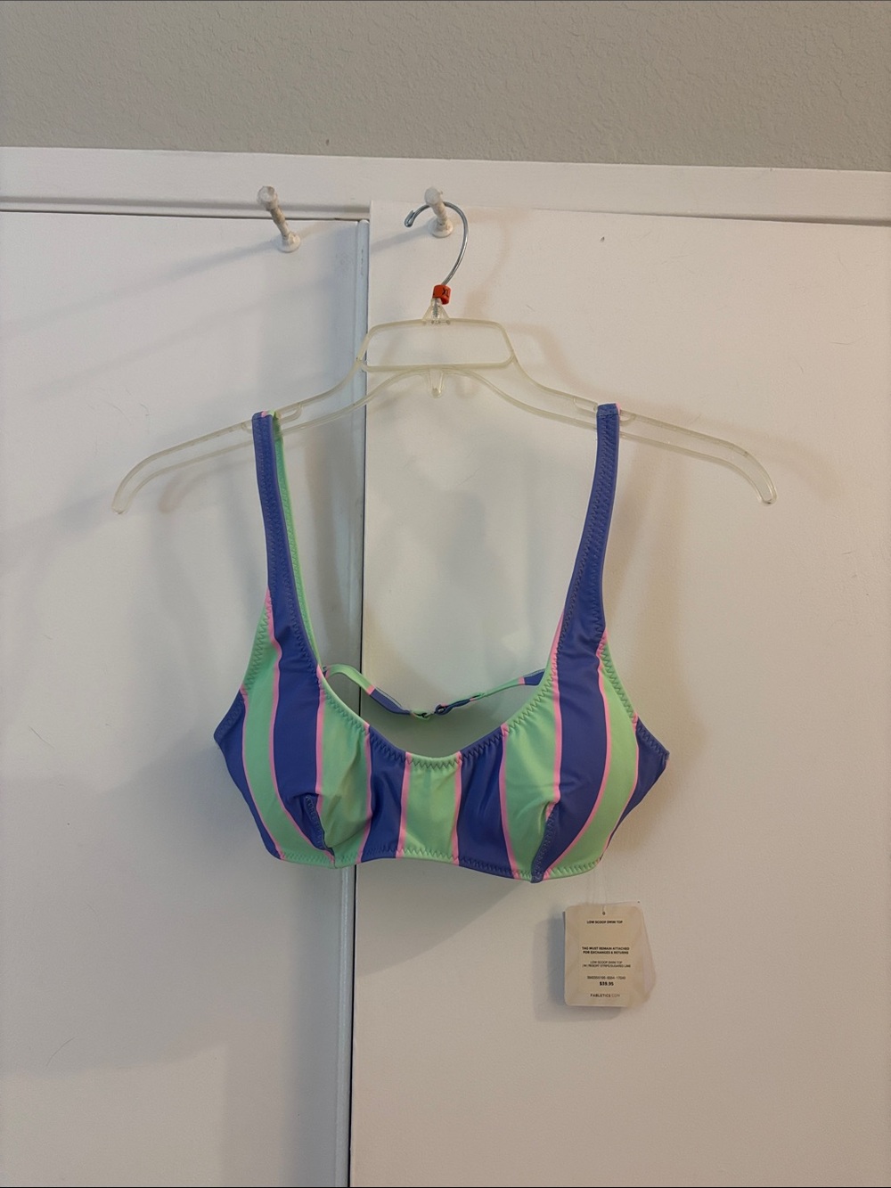 Striped Scoop Bikini Top - Fabletics - NWT